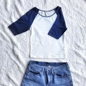 Gray and navy Baseball Tee Slim fit Top